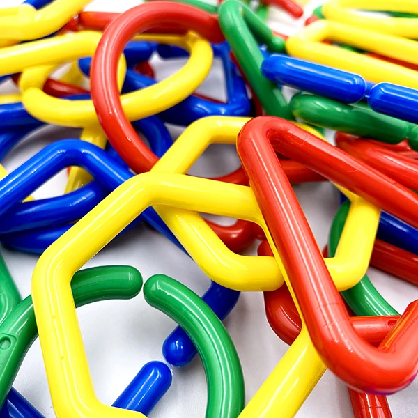 20 Pcs Non-Toxic Plastic Chain Link Toy - Big Mix Shapes for Ages