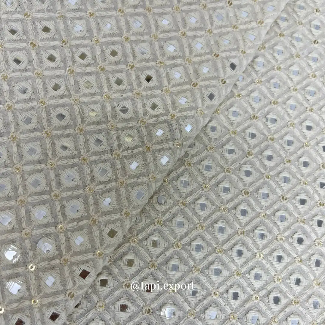 Pure Viscose Georgette Fabric for Wedding Sherwani Kurti Lahenga Other Garments Printed Embroidered Work Dyeable for Girls