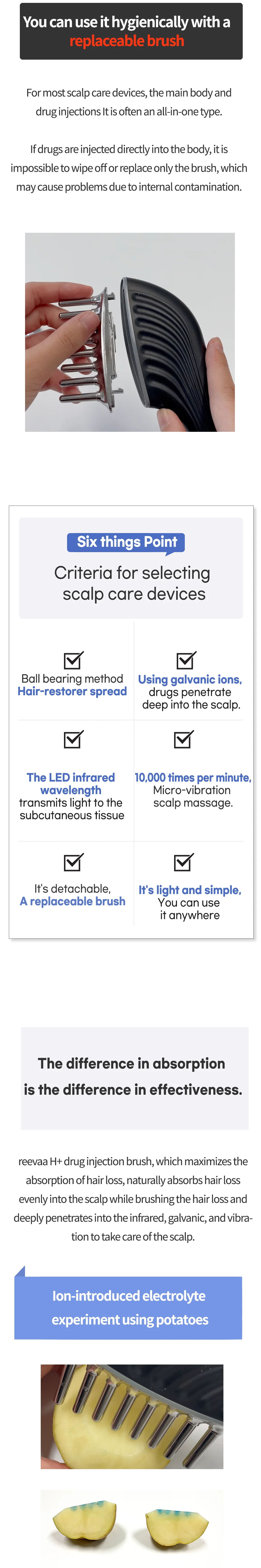 Reevaa H+ Galvanic Ion Scalp Care Device Electric Hair Care Device Hair