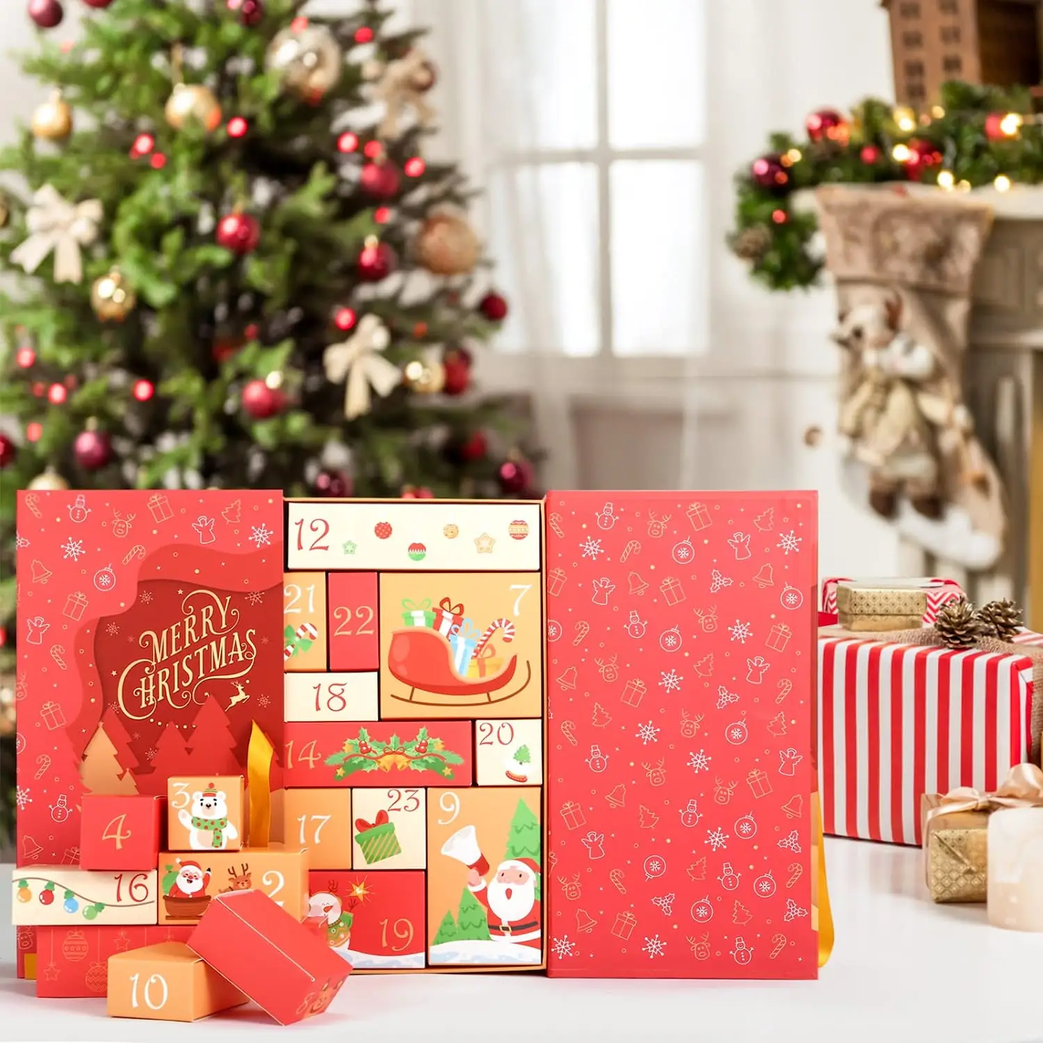 Custom Butterfly Shape Empty Refillable Countdown Calendar With 24 Gift Packaging Boxes Christmas Advent Calendar Box for Kids