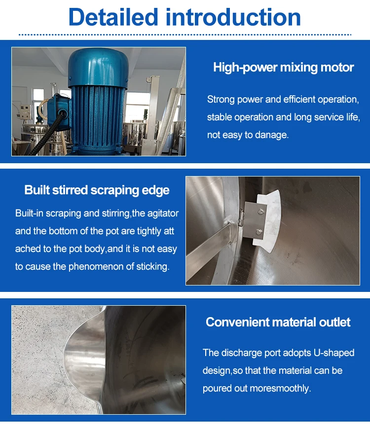 100l500l Stainless Steel Jacketed Kettle With Agitator Electric Heating Mixing Kettle Stainless