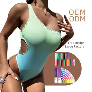 Fashion Swimwear One Piece Color Change Swimsuit One Shoulder Beachwear