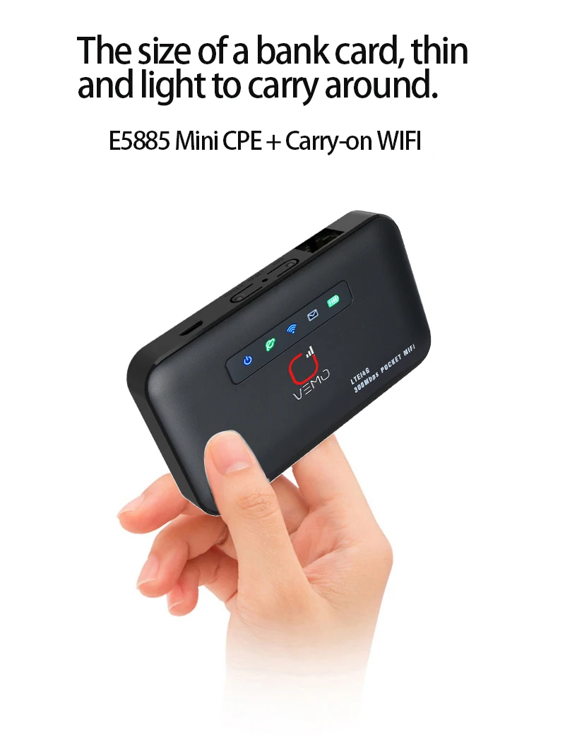 E5885 Pocket Wifi Router 4g Mini Router With Sim Card RJ45 Lan Port 4g Lte Router With Sim Card for Home 2600mAh Battery