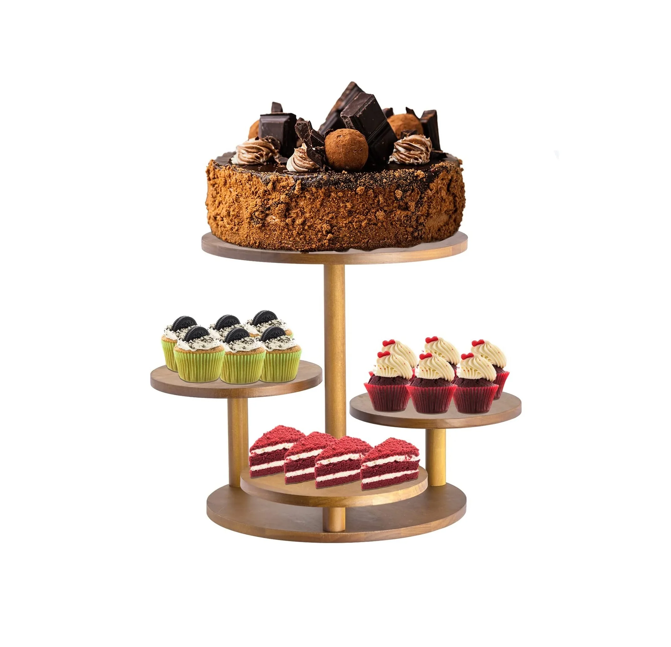 13 Inch Rustic Wood Cake Turntable Farmhouse Bamboo Cupcake