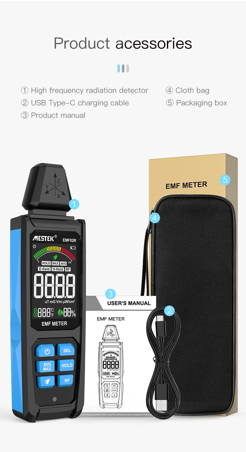 Mestek Emf02r Digital Radiation Meter Electronic
