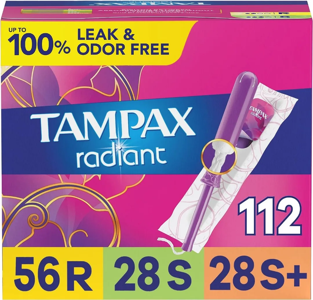 Tampax Radiant Tampons Multipack,Regular/super Absorbency,With Leakguard Braid,Unscented,78