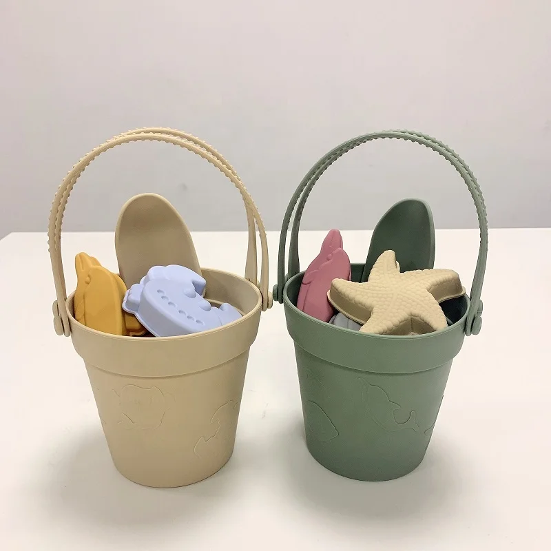 Wholesale Eco Friendly Silicona Summer Kids Play Baby Silicone Beach Bucket Sand Toys Sets Sea Animal Shape Educational Toys