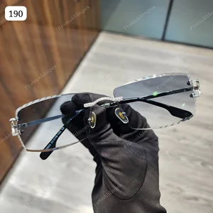 Dark Blue Anti-Reflective Moissanite Diamonds Stainless Frame Sunglasses Hot Selling Personal Custom Handmade Men Hiphop Jewelry