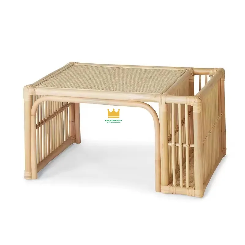 Wholesale Bohemian Rattan Children's Study Desk Handwoven Wool Square