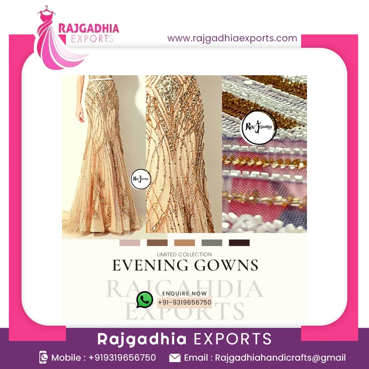 Hand Beaded Evening Gown Elegant Design Exclusive Beading Stylish Sweetheart Neckline Beaded Evening Gown