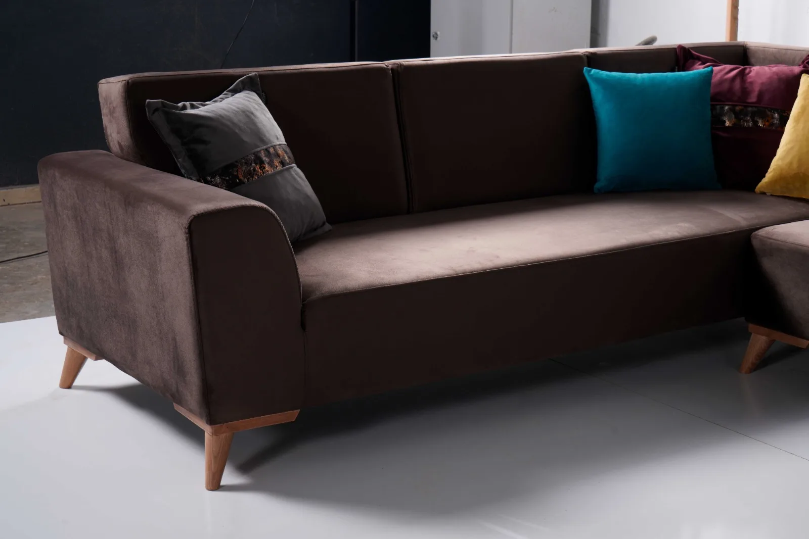 Modern Turkish Corner Sofa Set Luxury Fabric And Leather Corner Sofa