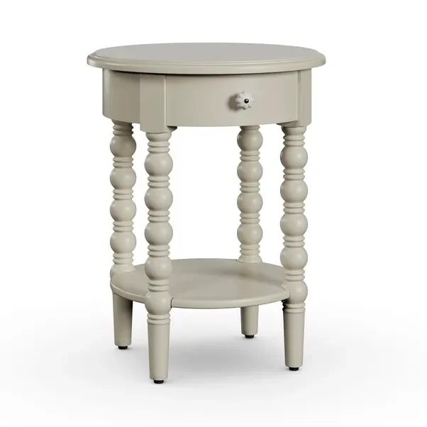 Antique-Style Wooden Side Table with Turned Legs MDF Wood Drawers Shelf for Home-as Bedroom Bedside or Living Room Sofa Table