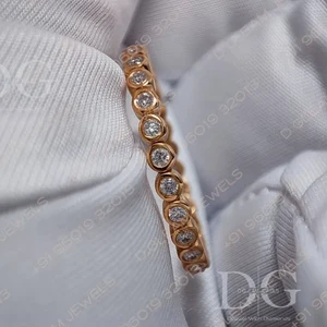 925 Silver Minimalist Wedding Band 2mm Prong Set Eternity Ring Certified Moissanite Ethnic Style Engagement Party Anniversaries