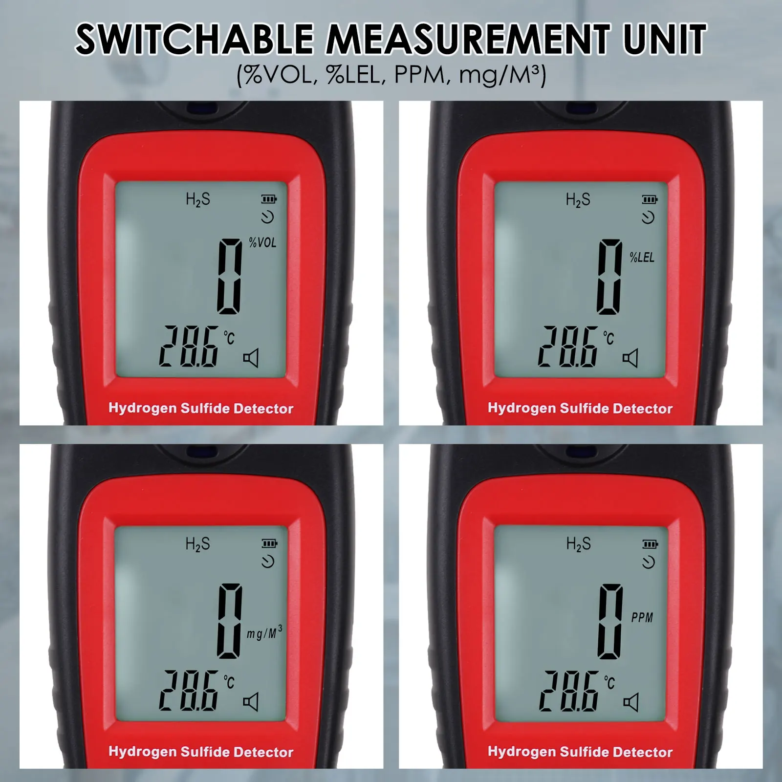 Aqm-338 Portable Tester Hydrogen Sulfide Detector H2s Monitor 0~100ppm ...