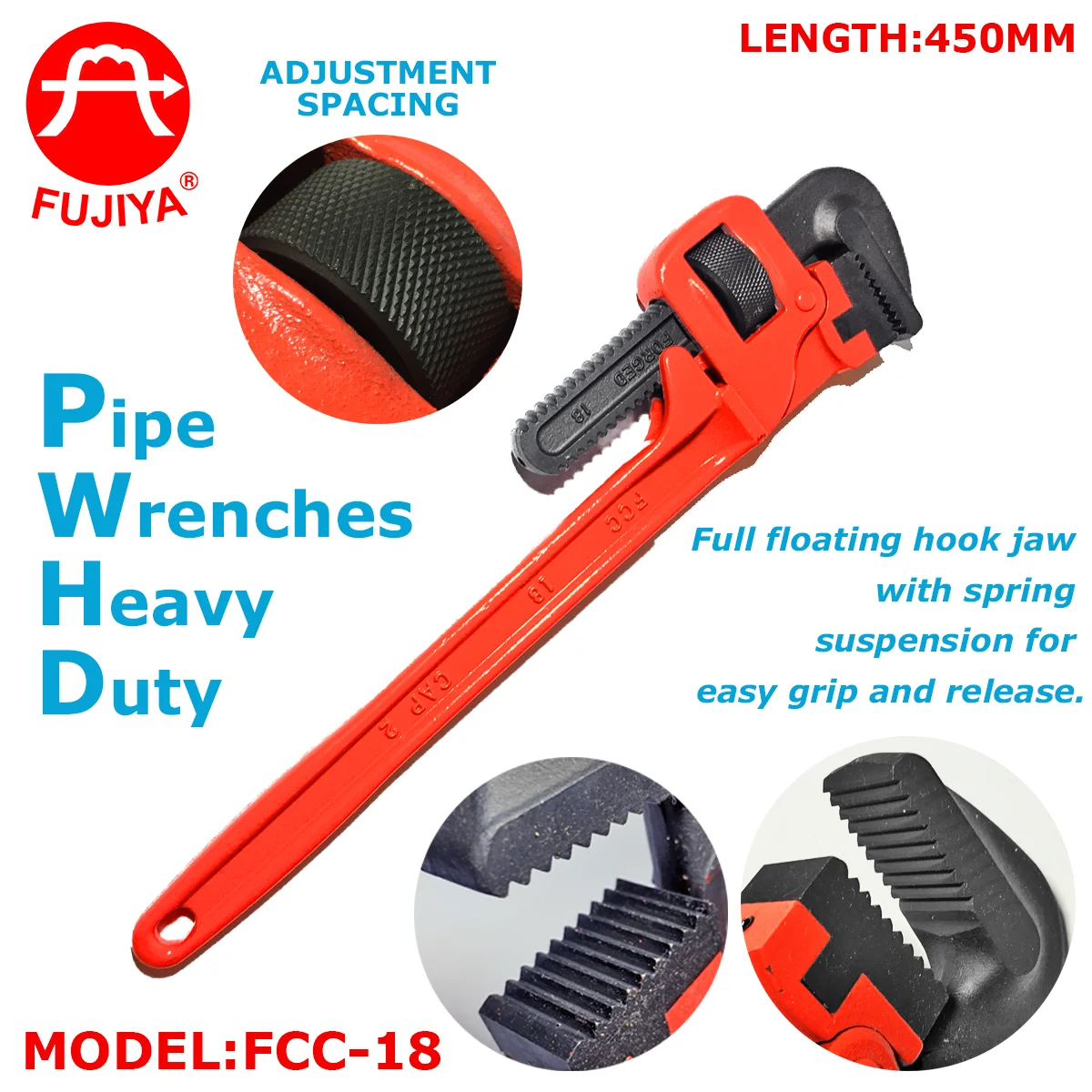 18 Inch Heavy Duty Pipe Wrench | Forged High Carbon Steel Plumber's Wrench For Water & Plumbing Pipes