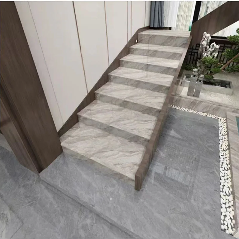 Glossy Glazed Ceramic 1200x470mm White Marble Anti-Slip Stair Tiles ...