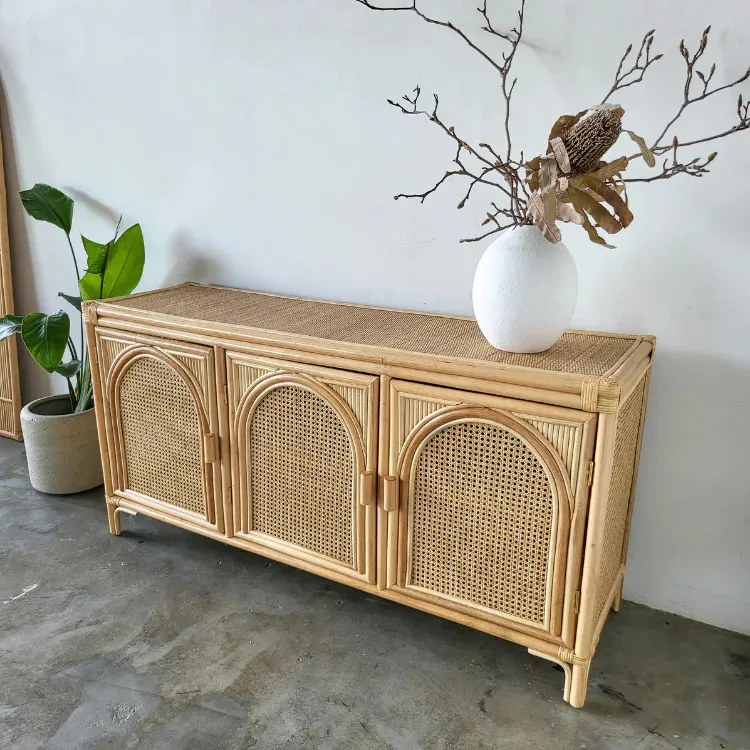 Best Selling Kitchen Furniture New Cabinet Model Rattan Storage Cabinets Factory Wholesale Price Handcraft