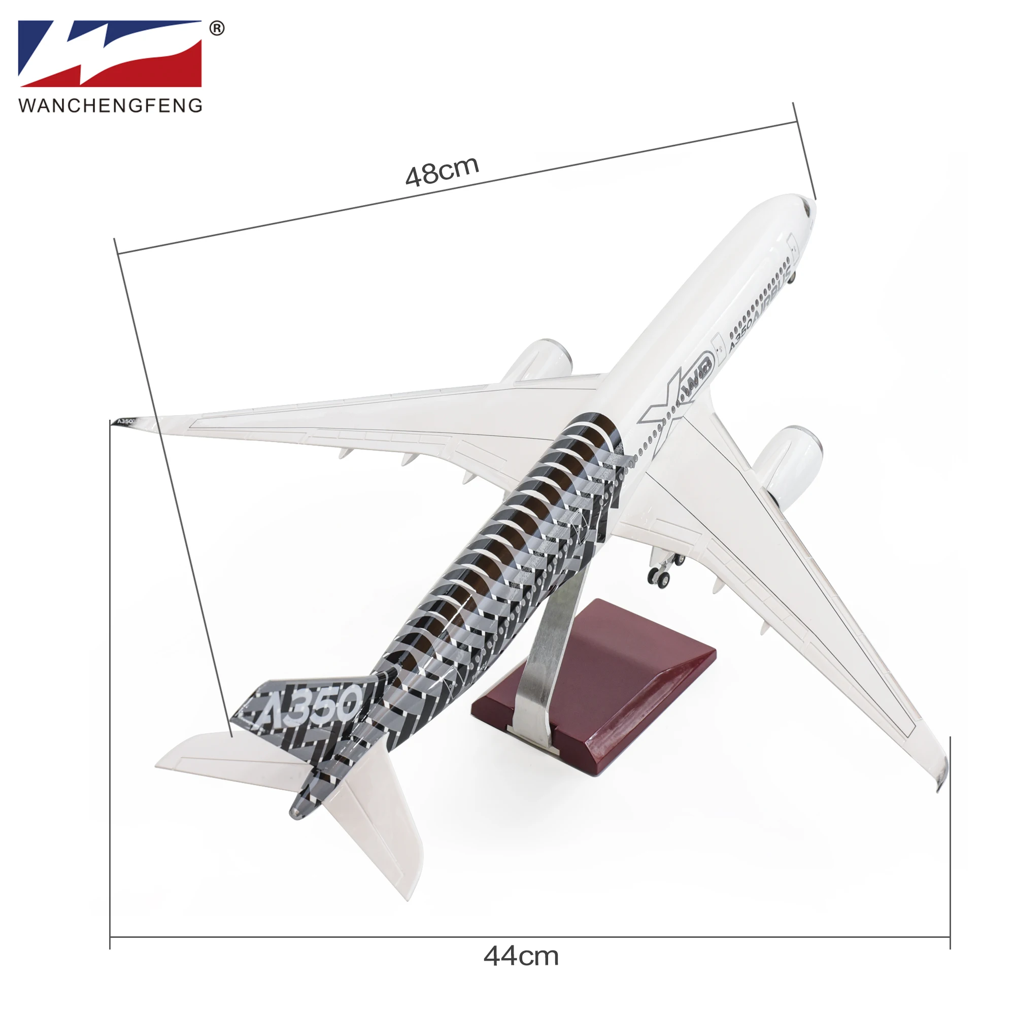 LED Version] Plane Model Airbus A350 Xwb 1/130 48cm ABS