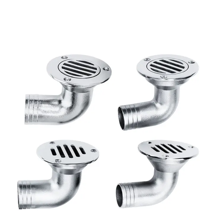 Ralo de Piso com Joelho Integrado em Aço Inoxidável para Convés de Iate Marinho