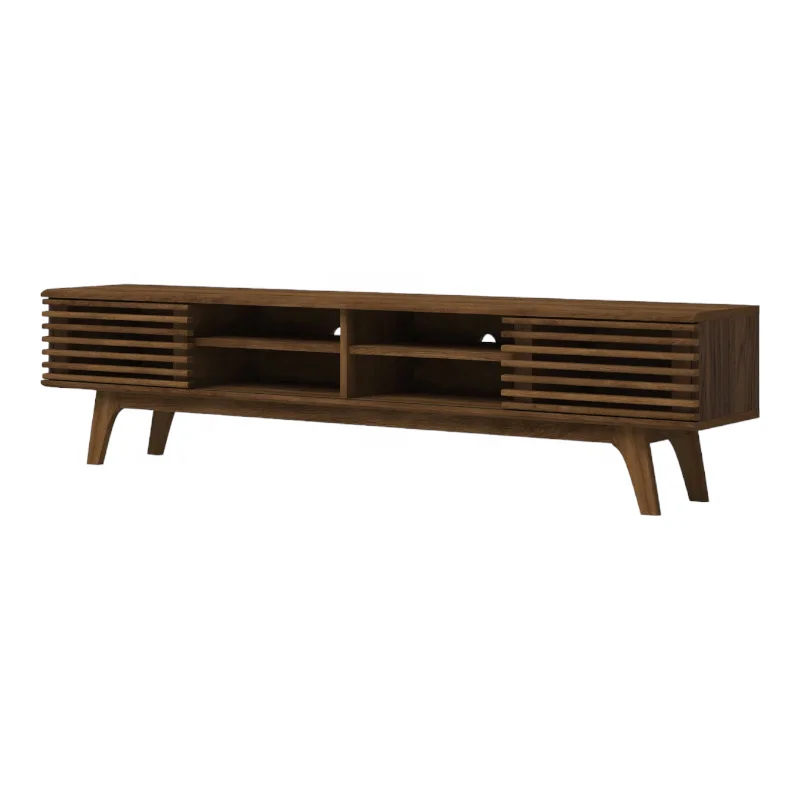 Modern Tv Stand Solid Teak Wood With Natural Matte Finish For Living