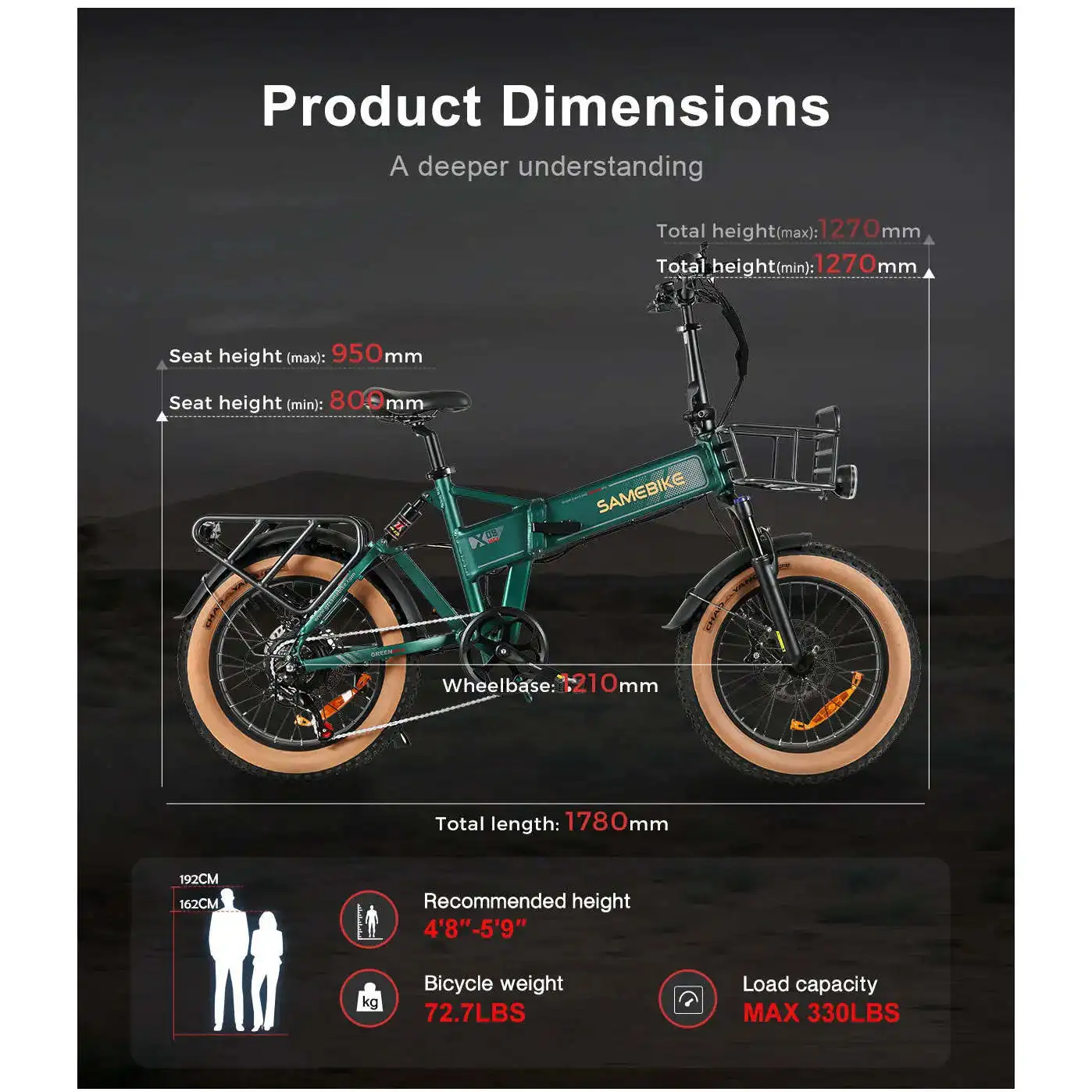 XWLX09-II 1000W Fat Tire Mountain E-Bike with 48v 15ah Battery Dual Suspension