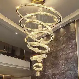 New Design Indoor Decoration Hotel Villa Mall Staircase Large Luxury Custom Oversized LED Crystal Chandelier