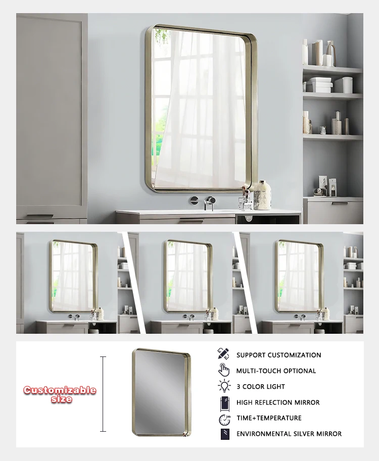 product premium rectangular aluminum frame mirror wall mounted mirror bulk order decorative mirror for bathroom mirror-7