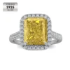 Bague de prestige en argent 925 plaqué or blanc 18 carats (jaune)