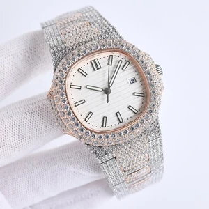 New Custom High-quality Business Fashion Diamond-encrusted Moissanite Men's Mechanical Watch Unisex Automatic Luxury Brand Watch