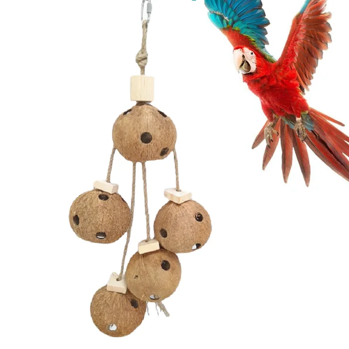 Bird Cage Accessories Wholesale Good Price Coconut Shell Bird Nest Bird House Bird Toys Foraging