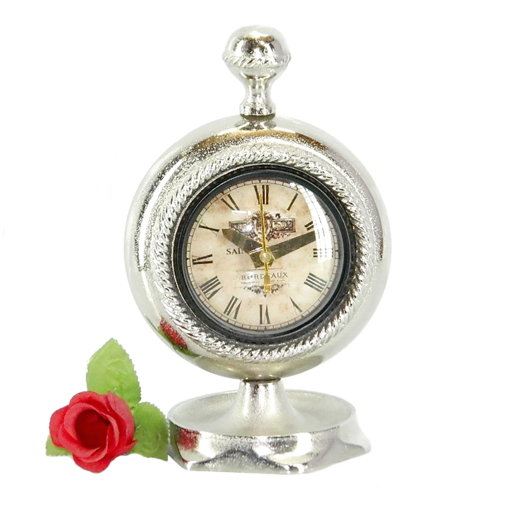 Exquisite Metal Table Clock Newest Design Unique Hexagonal Shape Retro Vintage Metal Table Clock Durable Office Desk Table Clock
