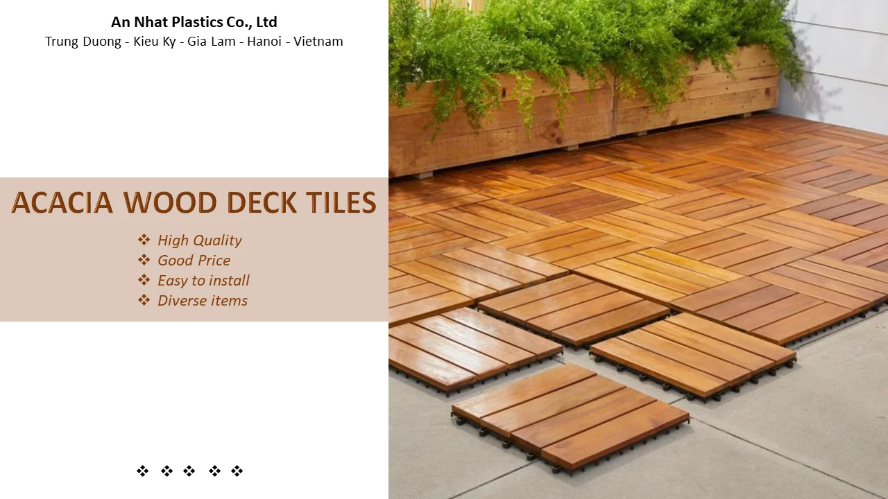 Acacia Wood Interlocking Deck Tiles,Plastic Wood Composite Interlock