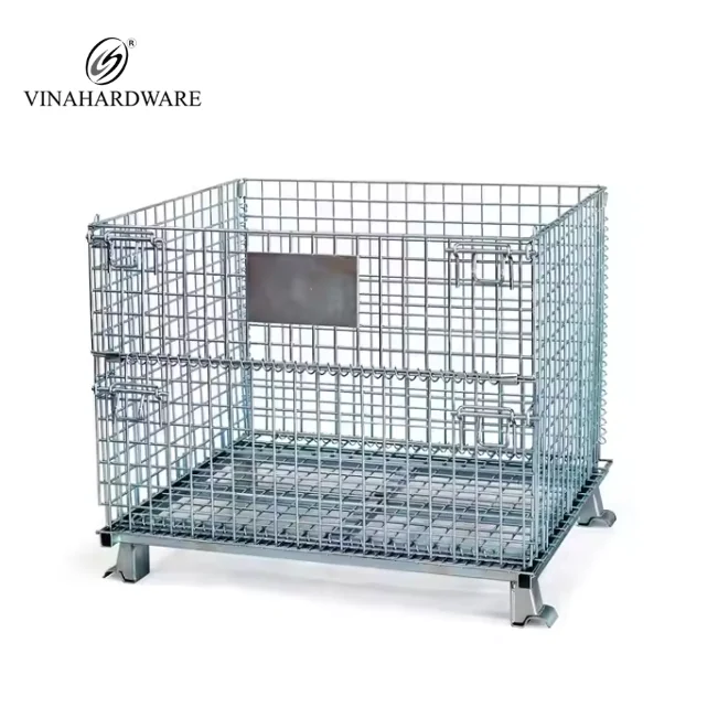 High Quality Storage Baskets Collapsible Stillage Cage Wire Mesh Container Pallet Box Foldable Metal Storage Rack Pallet Vietnam