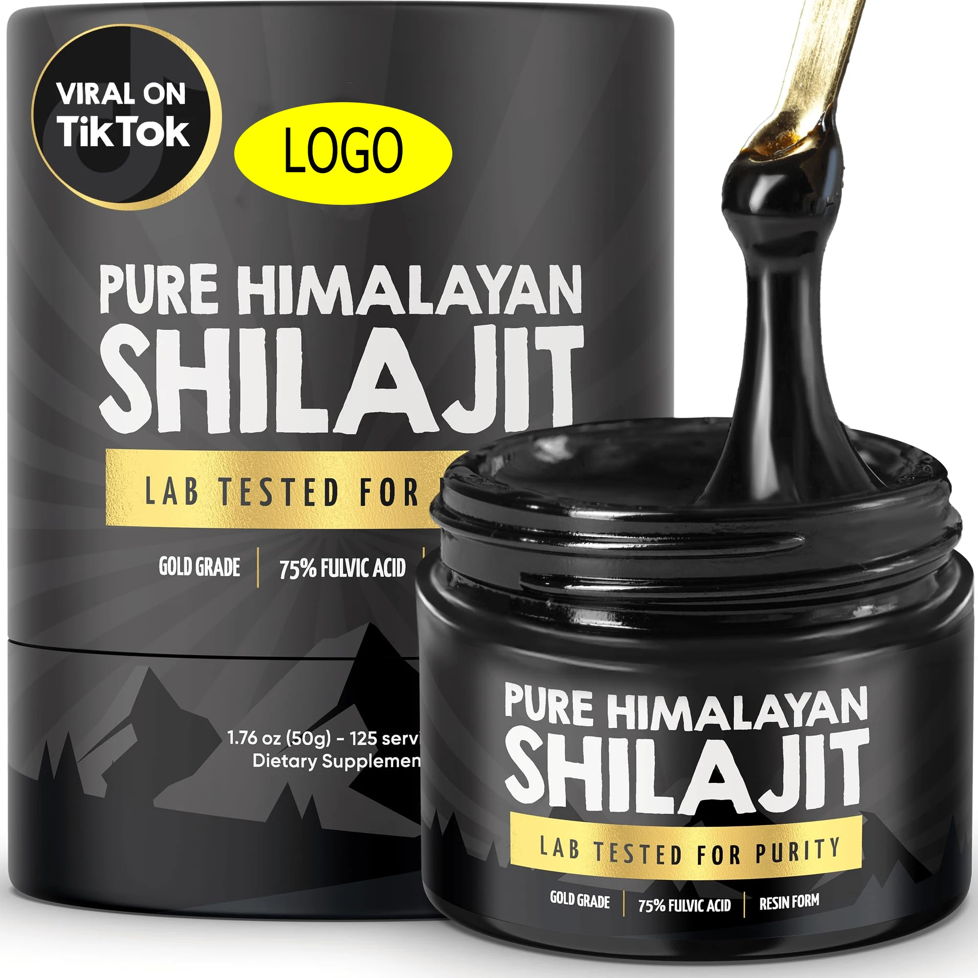 Asli murni Himalaya shilajit resin 85% asam fulvic besar toples 125 porsi suplemen herbal US laboratorium diuji organik alami