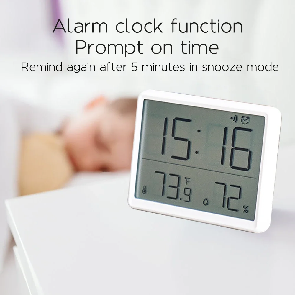 Multi-functional Desk Refrigerator Wall Mounted Large Screen Date Temperature Humidity Display Magnetic LCD Digital Alarm Clock