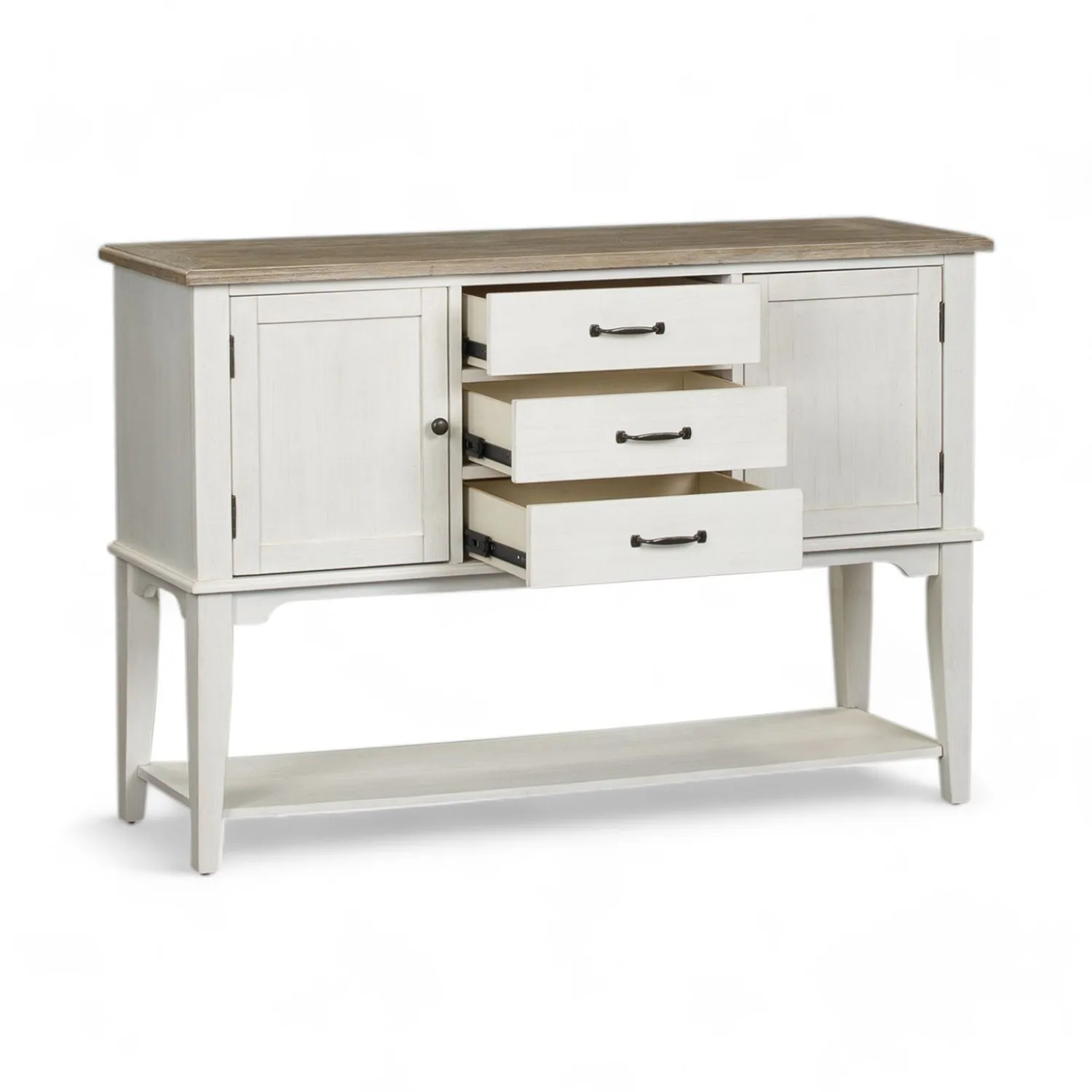 Nordic Style Whitewash Dining Room Sideboard Storage Cabinet Wood American Free Standing Buffet for Kitchen Home Furniture