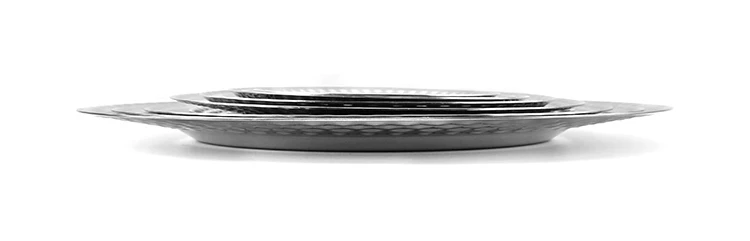 Wholesale Various Size Round Wedding Party Dishware Cake Metal Serving Trays 304 Stainless Steel Plates Food for Restaurant
