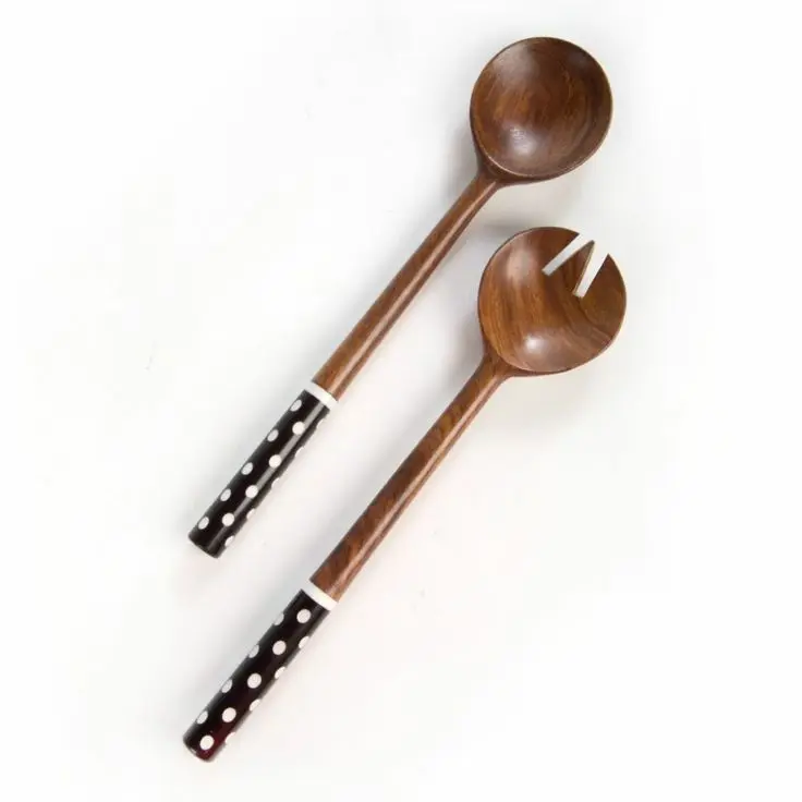 Подставка для деревянного салата ручной работы с отделкой из смолы сервировочная ложка и вилка столовые приборы высшего качества сервировки посуды