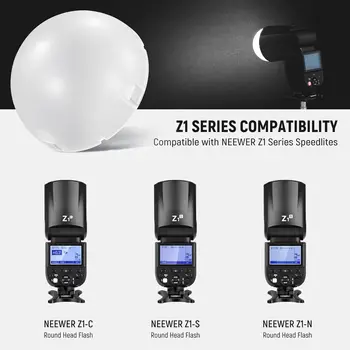 NEEWER Magnetic Dome Diffuser for Z2 Z1 for Round Head Speedlite Flash, Magnetically Attached Flash Dome Light Modifier detail image