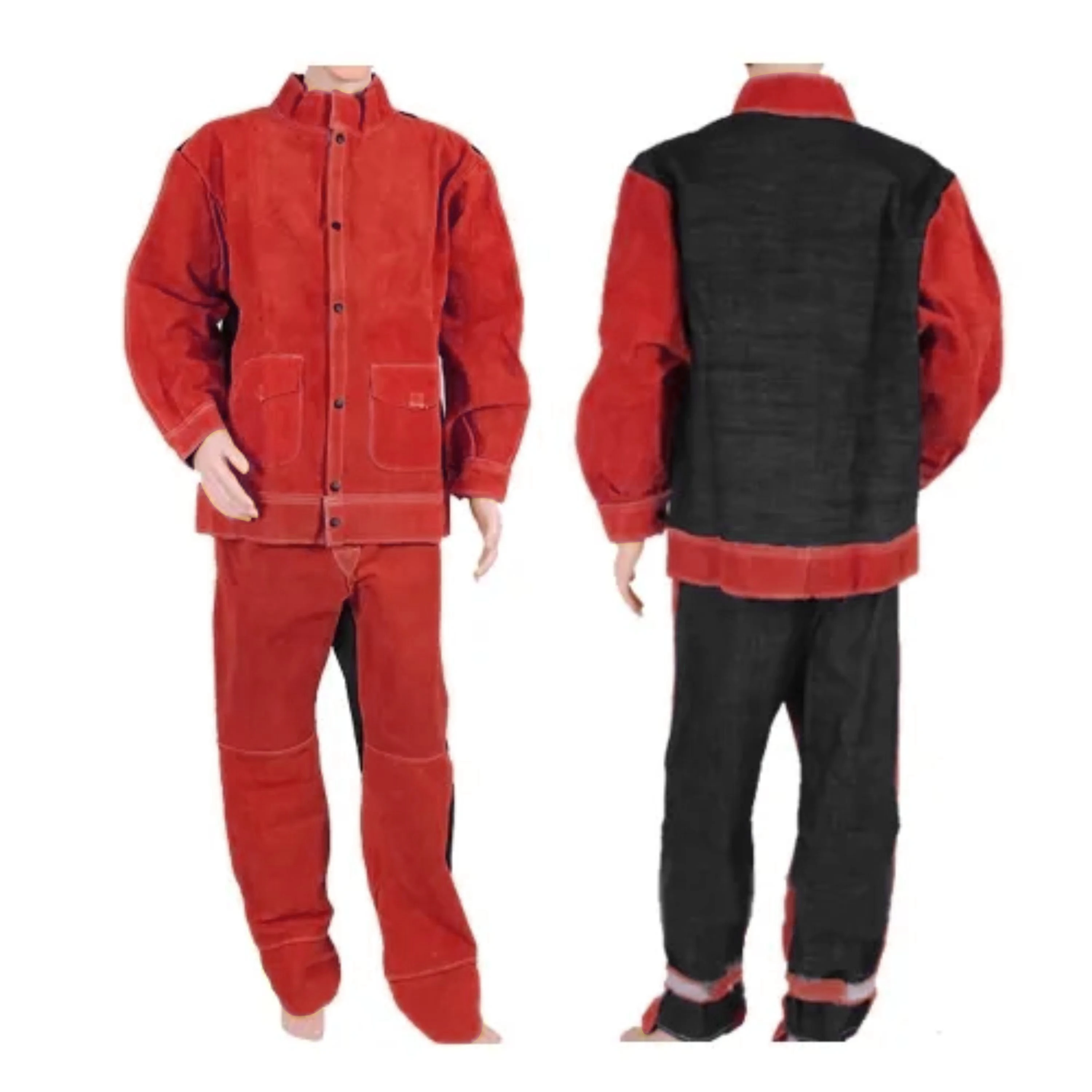 BBQ Welding Cutting Carpenter Cowhide Split Leather Suede Leather Welding Jacket Trousers Protective Suit for Welder