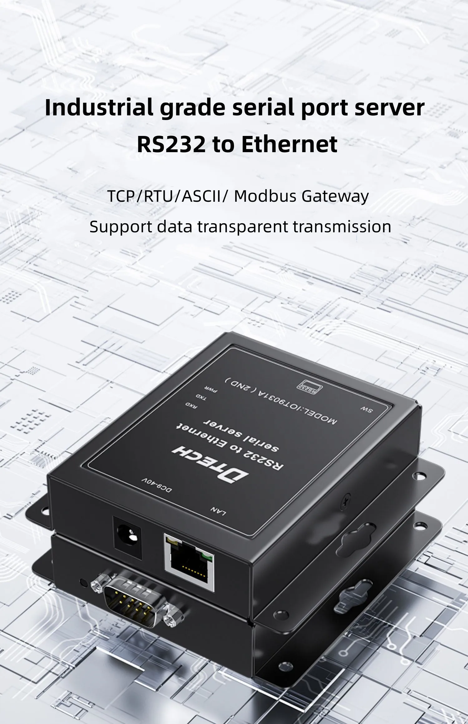 Dtech Industrial Serial Ethernet Gateway Server Rs232 To Tcp Ip