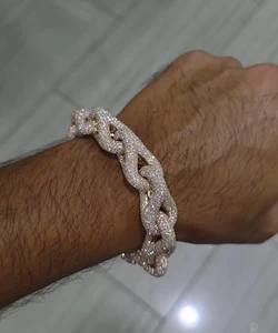 Moissanite Diamond Cuban Link Chain Bracelet New Design 925 Silver Hip Hop Style for Weddings Parties IGI Certified Indian Gift