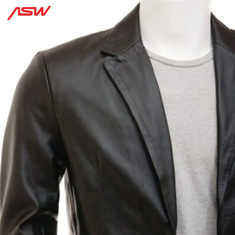 Men's Simple Leather Blazer Custom Made Hot Selling Slim Fit Blazer