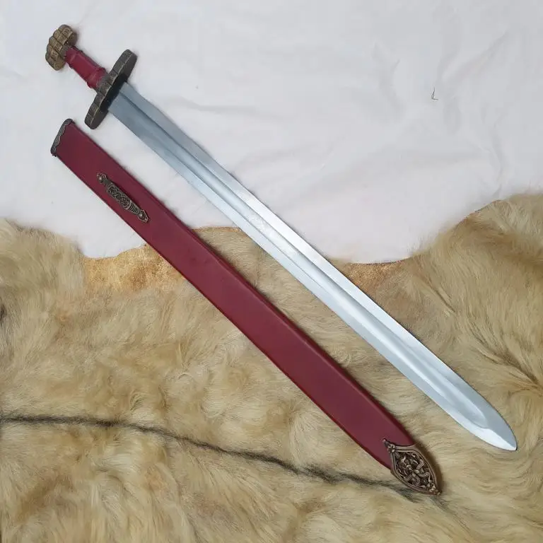 Tiger Touch Viking Sword Scabbard Belt Loop Serpents Medieval Brass Belt Buckle Hand Forged Pin Spurs TT-7594 ABL
