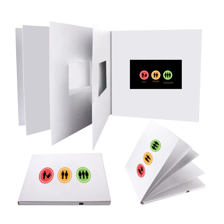 4 3 дюймовая многостраничная видео брошюра с ЖК-экраном цифровая видео-маркетинговая карта корпоративный подарок свадебная