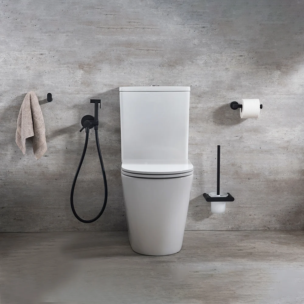 Elegant Minimalist Black Matt Toilet Brush With Due Electrostatic