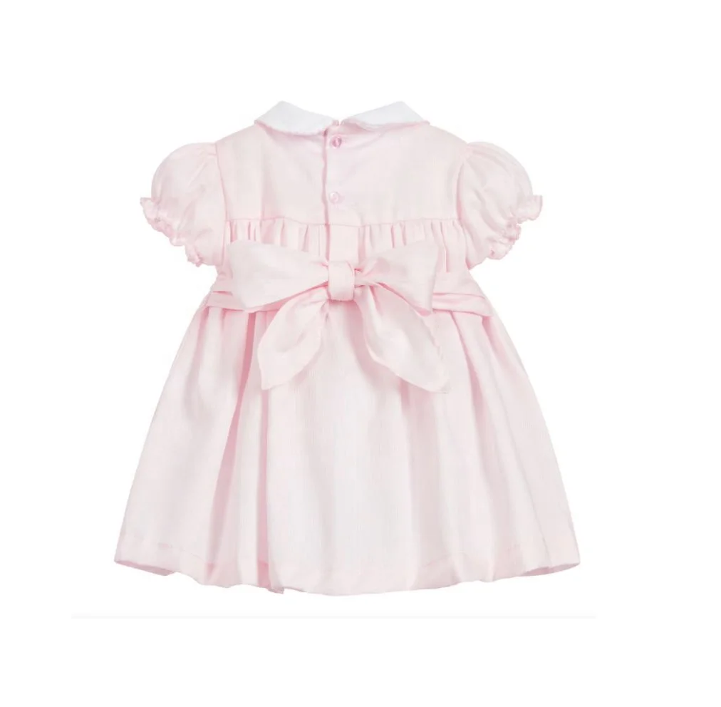 Embroidery Baby Girl Dress Hand Smocked Girl Dress High Quality 100% 