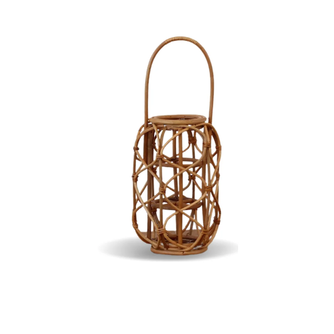 Wholesale Natural Rattan Lantern Rattan Candle Holders With Handle For