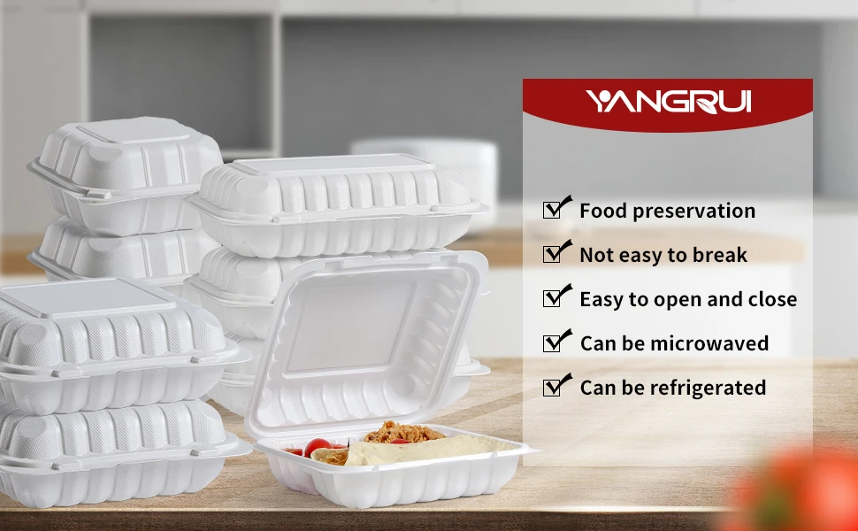  YANGRUI Clamshell Food Containers, 65 Pack 7.8 Inch