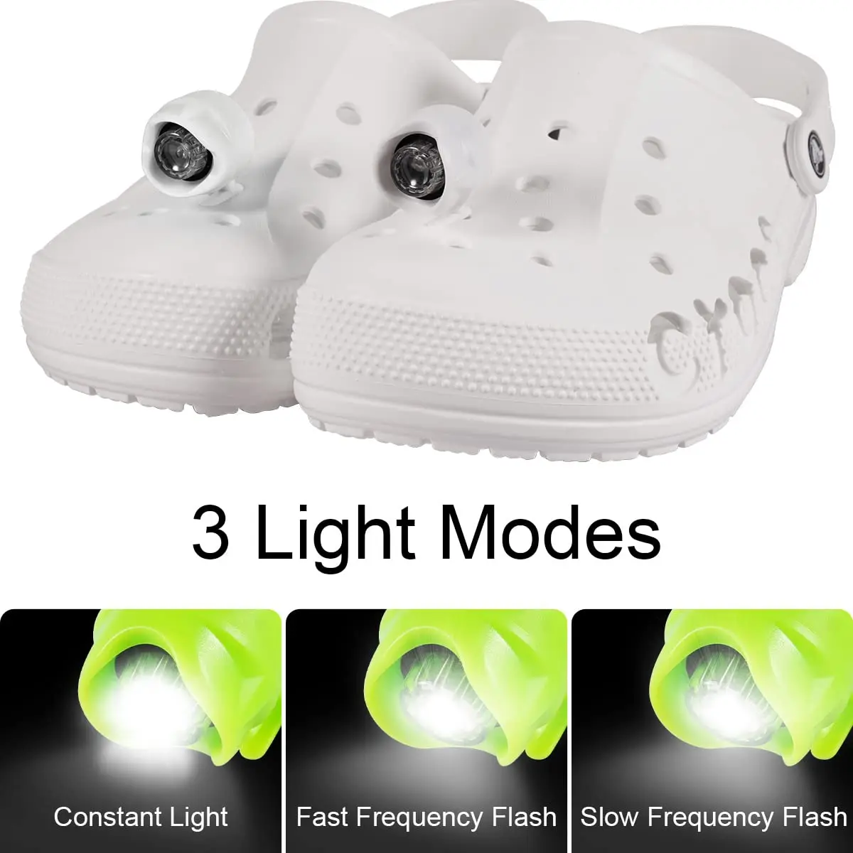 New Design Rechargeable LED head light 1pc/2pcs headlights shoes charms Clogs Shoes Decoration Shoes Lights for crocs details